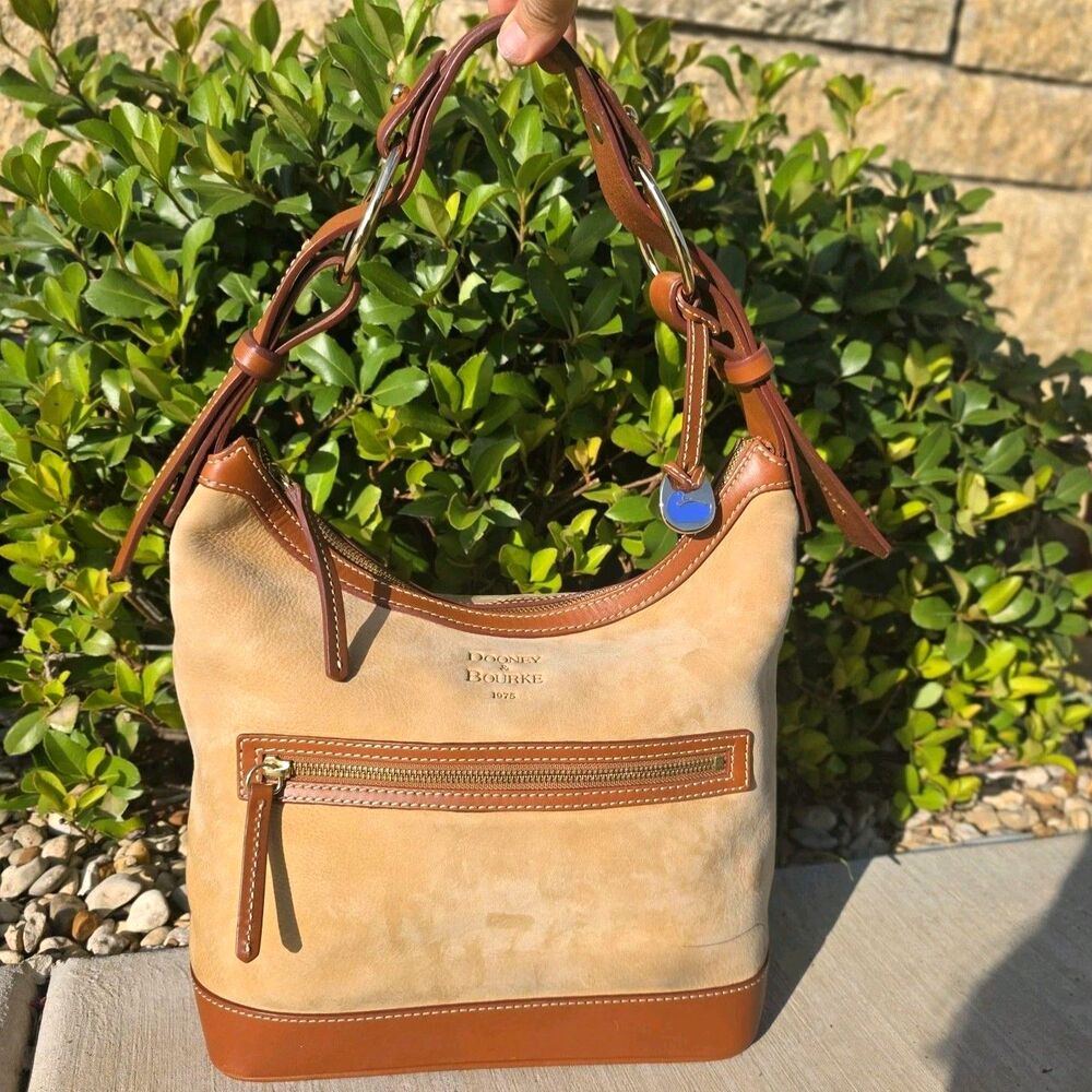 DOONEY & BOURKE 1975 Tan Nubuck Suede Leather Hobo Shoulder Bag Satchel